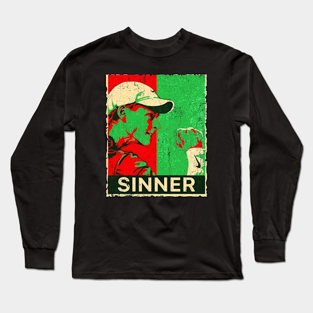 Italian Jannik sinner retro art Long Sleeve T-Shirt by WestKnightTees